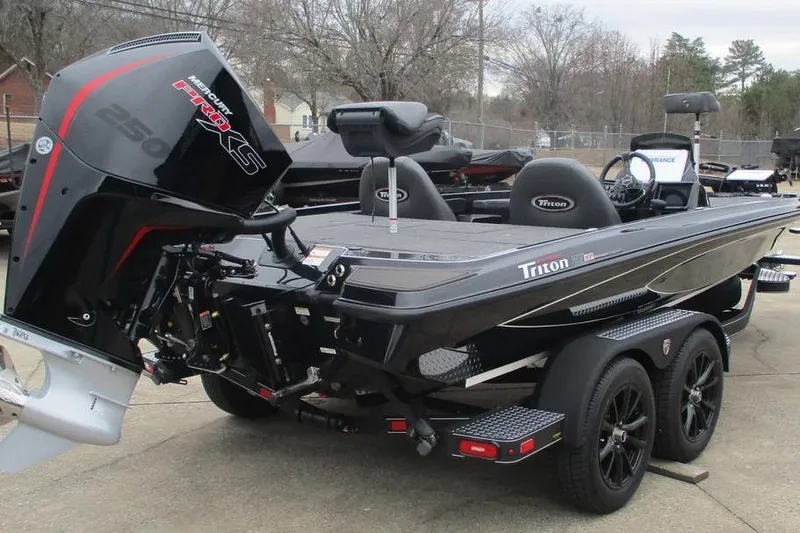 Slide: The Image of 2026 Triton 21XP Patriot boat with powerful Mercury Pro XS engine. - 3