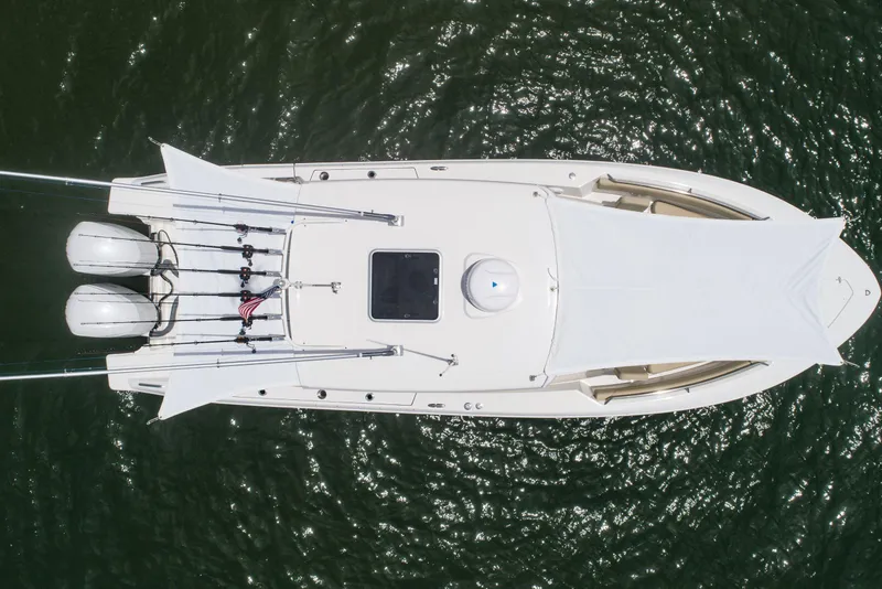 Slide: The Image of Overhead view of 2026 Pursuit S 288 Sport boat on water. - 4