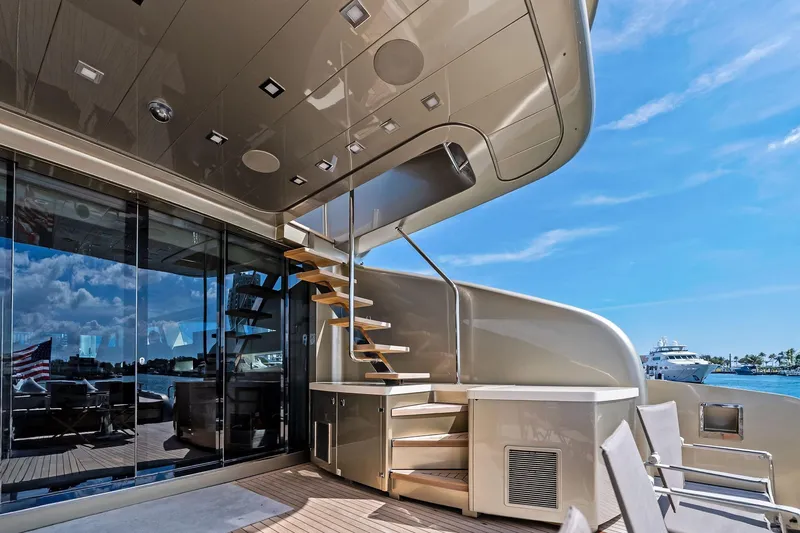 Slide: The Image of Luxurious AB 116 Motoryacht 2013 deck with modern design and ocean view. - 18