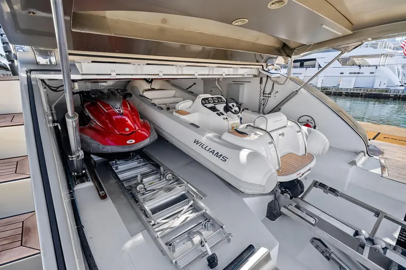 Slide: The Image of Storage area of 2013 AB 116 Motoryacht with jet ski and Williams tender. - 25
