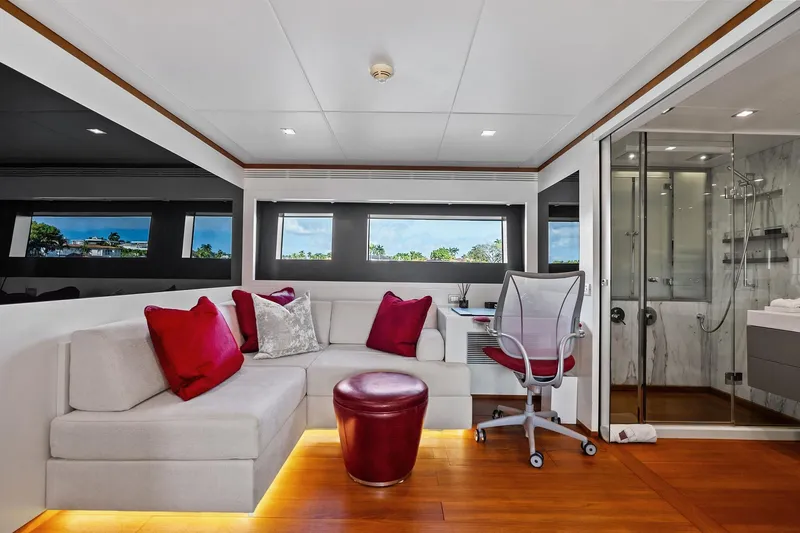 Slide: The Image of Luxurious interior of 2013 AB 116 Motoryacht with modern seating and elegant decor. - 53