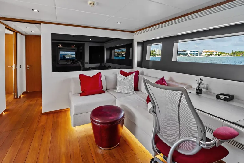 Slide: The Image of Luxurious interior of 2013 AB 116 Motoryacht with modern decor and waterfront view. - 54