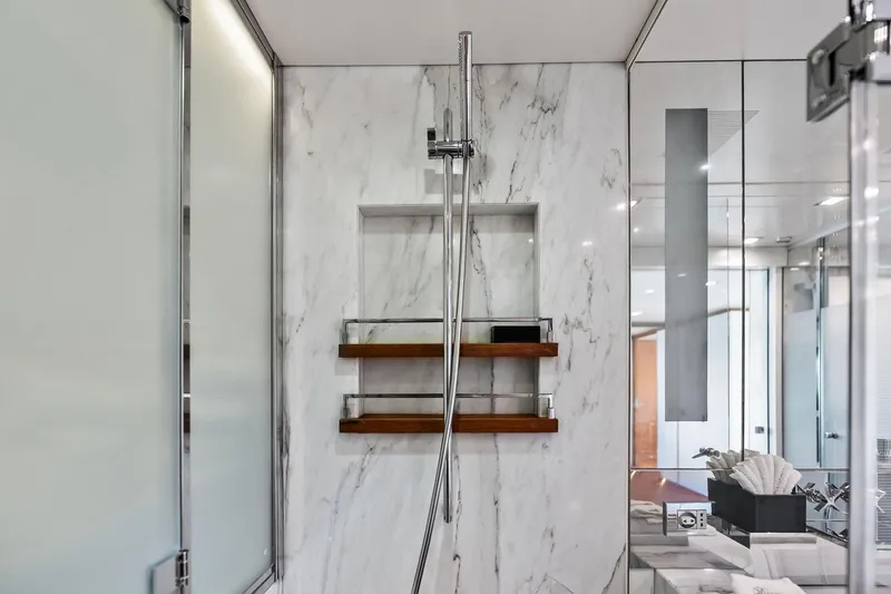 Slide: The Image of Luxurious marble shower in 2013 AB 116 Motoryacht bathroom with modern fixtures. - 56
