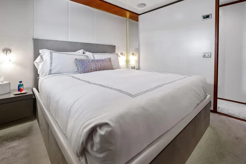Slide: The Image of Luxurious bedroom on 2013 AB 116 Motoryacht with elegant bedding and modern decor. - 62