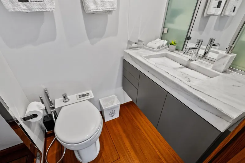 Slide: The Image of Luxurious bathroom on 2013 AB 116 Motoryacht with marble sink and modern fixtures. - 72