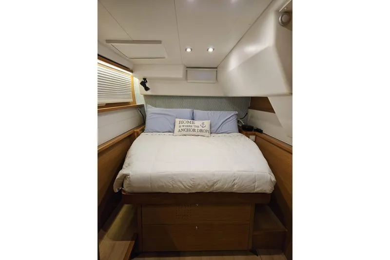 Slide: The Image of Cozy bedroom in 2016 Lagoon 450 F yacht with nautical-themed decor. - 43