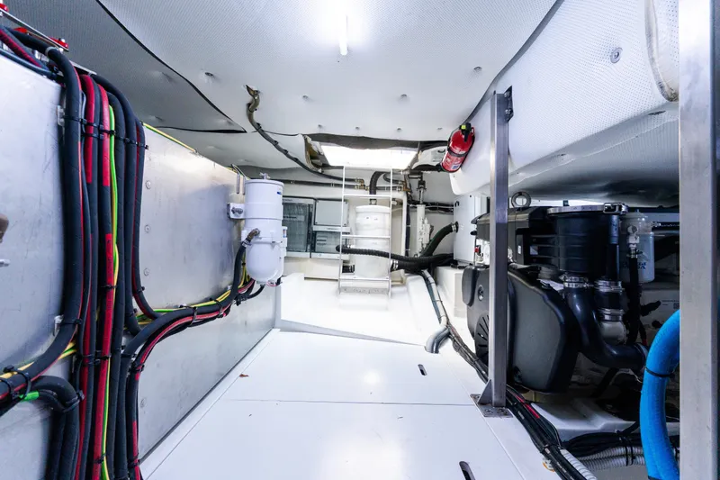 Slide: The Image of Engine room of 2023 Solaris Power 44 Open yacht, showcasing wiring and mechanical components. - 107