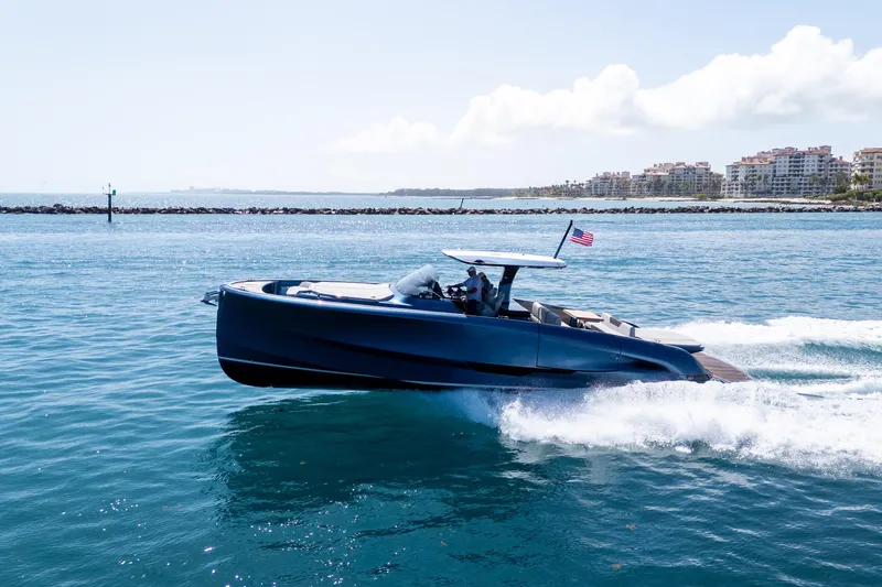 Slide: The Image of 2023 Solaris Power 44 Open yacht cruising on blue ocean waters. - 28