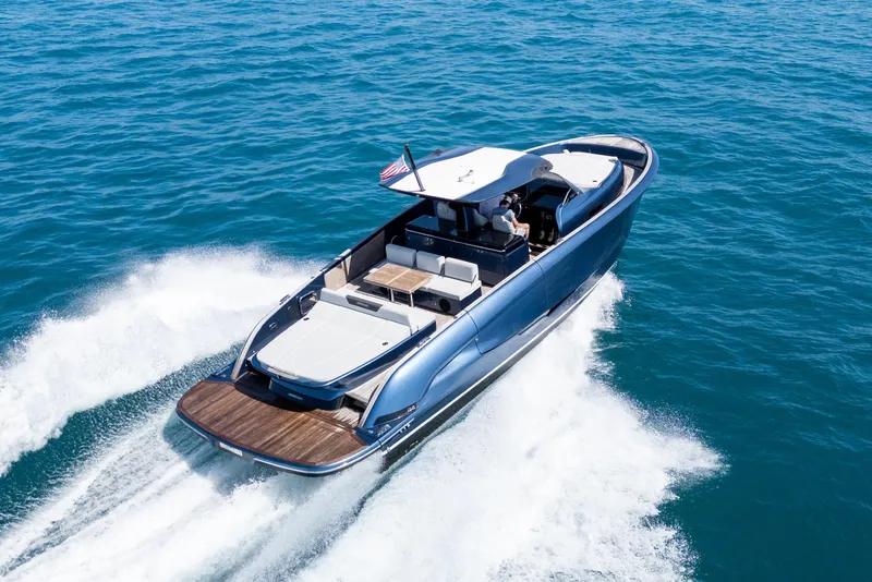 Slide: The Image of 2023 Solaris Power 44 Open yacht cruising on blue ocean waters. - 3