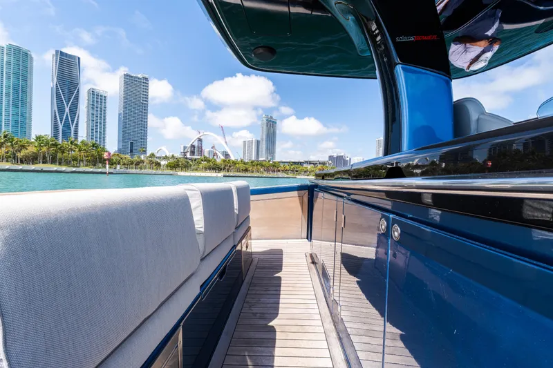 Slide: The Image of 2023 Solaris Power 44 Open yacht with city skyline in the background. - 76
