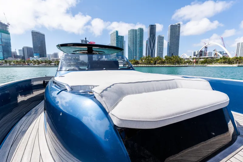 Slide: The Image of 2023 Solaris Power 44 Open yacht with city skyline in the background. - 83