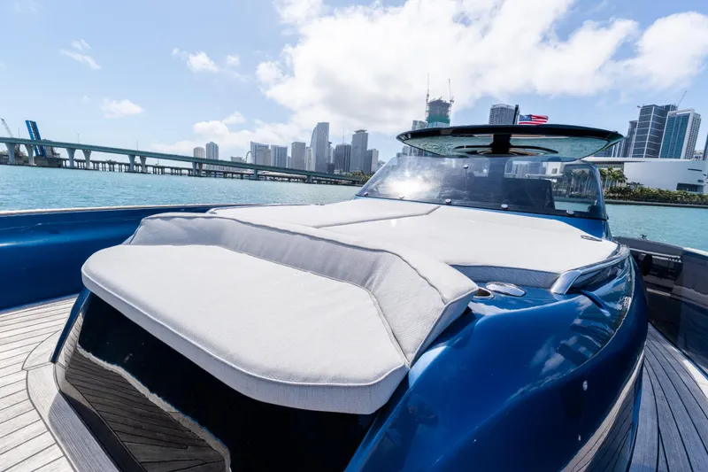 Slide: The Image of 2023 Solaris Power 44 Open yacht with city skyline in the background. - 84
