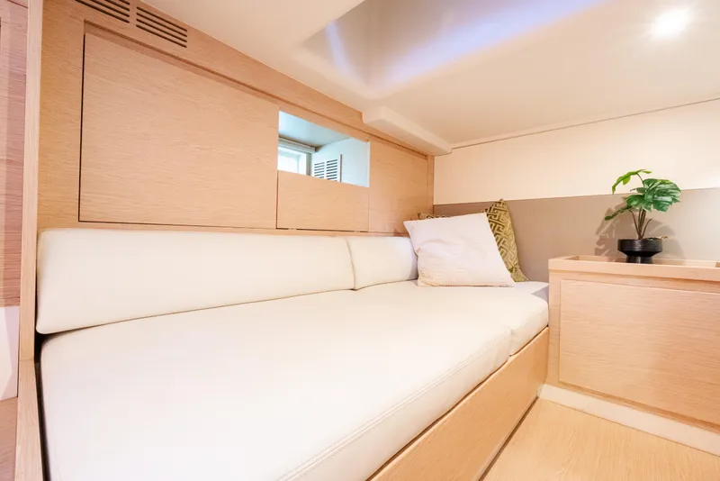 Slide: The Image of Luxurious interior of 2023 Solaris Power 44 Open yacht with modern seating and decor. - 98