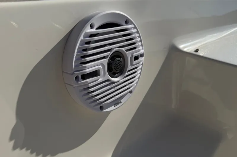 Slide: The Image of Speaker on 2026 Key West 1720 Center Console boat, close-up view. - 29