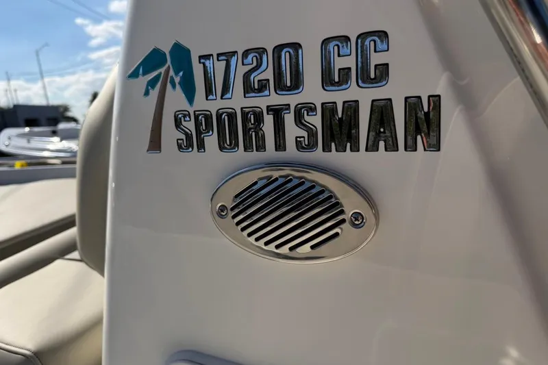 Slide: The Image of 2026 Key West 1720 Center Console boat with "Sportsman" logo detail. - 33