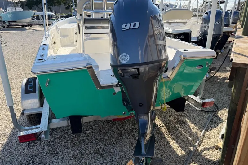 Slide: The Image of 2026 Key West 1720 Center Console boat with Yamaha 90 engine on trailer. - 4