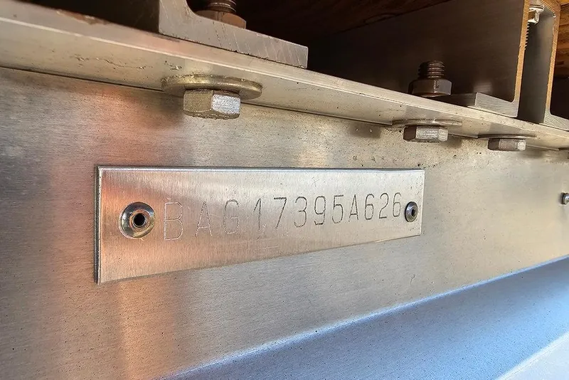 Slide: The Image of 2026 Bentley Pontoons 243 Fish CWT identification plate with serial number. - 24