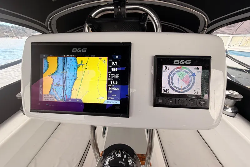Slide: The Image of Navigation system on a 1989 Catalina 42 sailboat, featuring B&G displays. - 20