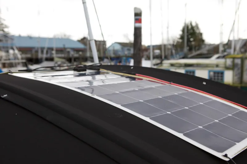 Slide: The Image of Solar panel on 1989 Catalina 42 sailboat, docked in marina. - 7