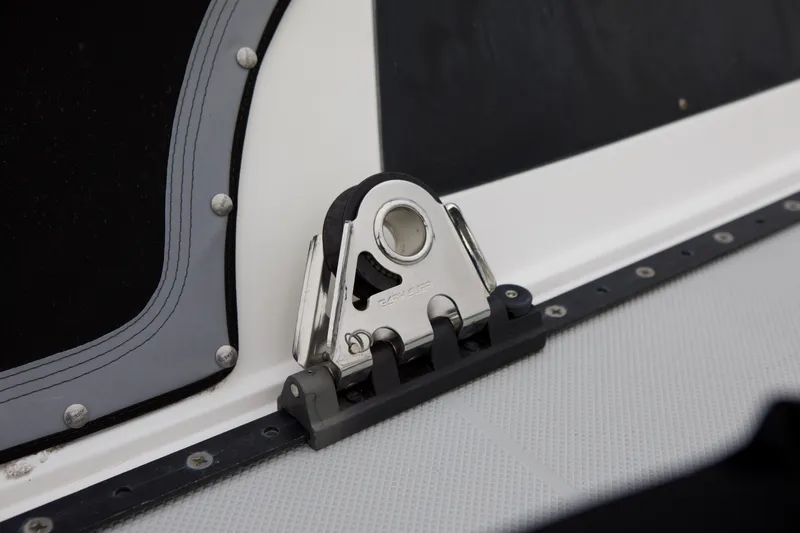 Slide: The Image of Close-up of a deck fitting on a 1989 Catalina 42 sailboat. - 8