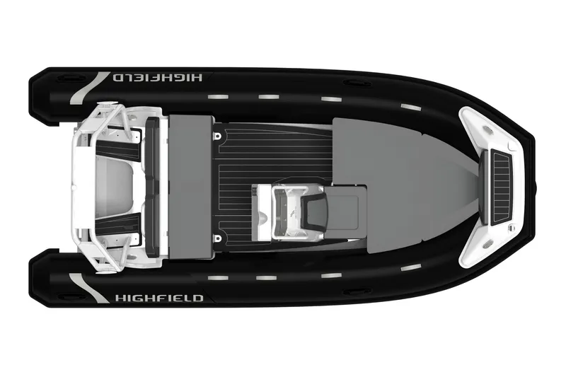 Slide: The Image of Top view of 2026 Highfield Sport 420 inflatable boat, sleek black design. - 7