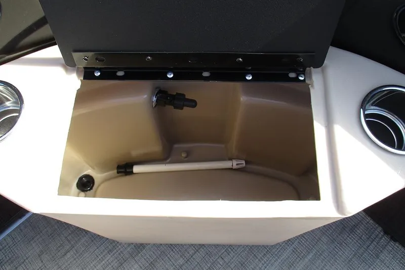 Slide: The Image of 2026 Bentley Pontoons Fish 200 FWD CW storage compartment with cup holders. - 12