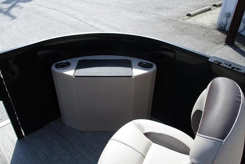 Slide: The Image of 2026 Bentley Pontoons Fish 200 FWD CW interior with seating and console. - 13