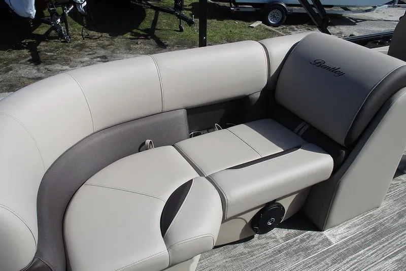 Slide: The Image of 2026 Bentley Pontoons Fish 200 FWD CW, luxurious beige seating detail. - 16