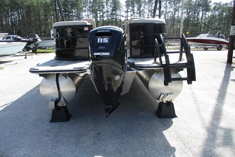 Slide: The Image of 2026 Bentley Pontoons Fish 200 FWD CW with Mercury 115 engine, parked outdoors. - 6