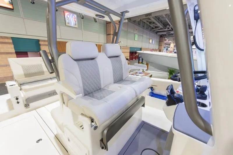 Slide: The Image of 2026 Solace 30 CS boat interior with luxurious seating and modern design. - 5