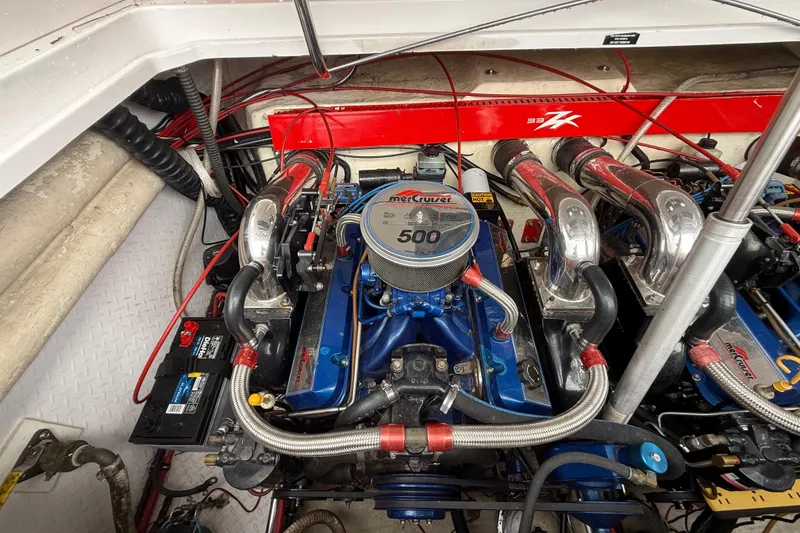 Slide: The Image of Engine compartment of a 1998 Donzi 33 ZX with MerCruiser 500 engine. - 67
