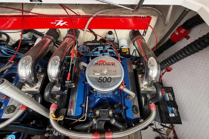 Slide: The Image of Engine compartment of a 1998 Donzi 33 ZX with MerCruiser 500 engine. - 70