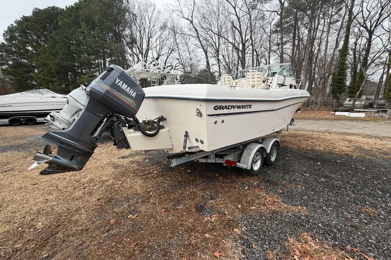 Slide: The Image of 2004 Grady-White Gulfstream 232 boat with Yamaha outboard motor on trailer. - 6