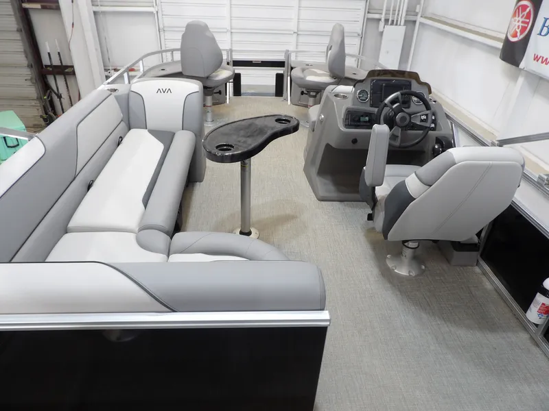 Slide: The Image of Interior of 2026 Avalon Venture 85 Quad Fish with gray seating. - 19