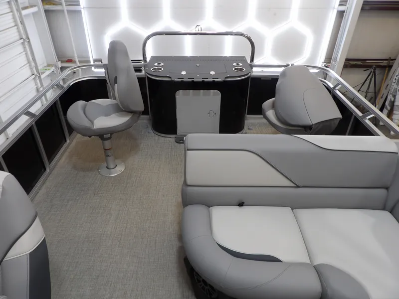 Slide: The Image of Interior of Avalon Venture 85 Quad Fish 2026 with gray seating. - 20