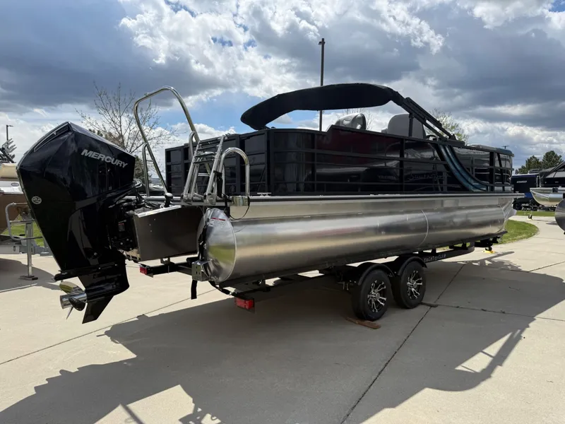 Slide: The Image of 2026 South Bay S224FCR pontoon boat with Mercury engine on trailer. - 6