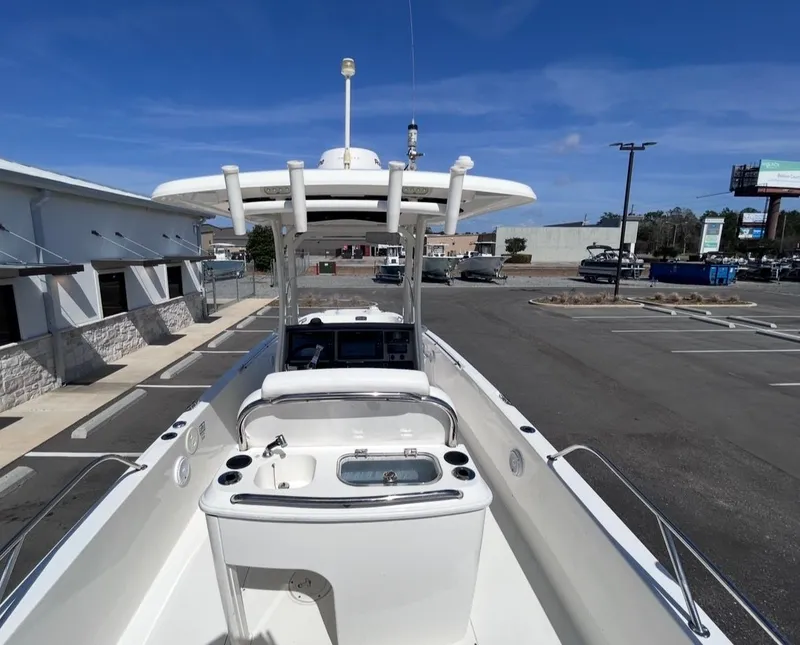 Slide: The Image of 2016 Boston Whaler 270 Dauntless boat in parking lot. - 9
