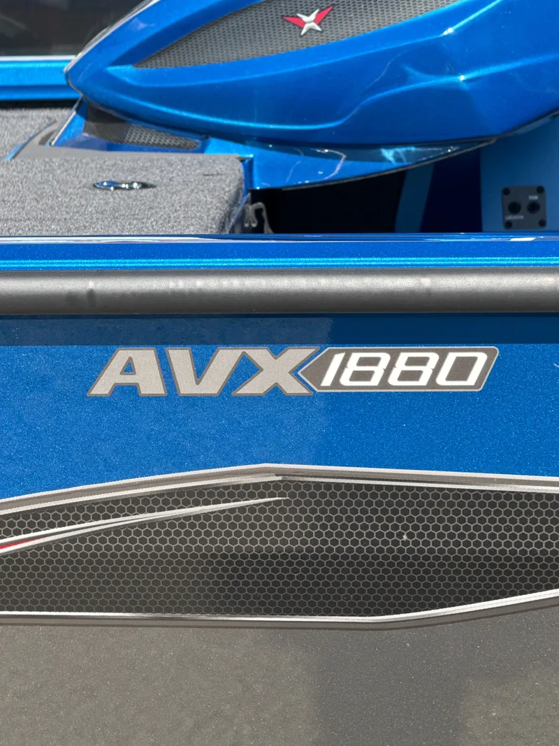 Slide: The Image of Vexus AVX1880 boat, 2025 model, featuring blue design. - 5