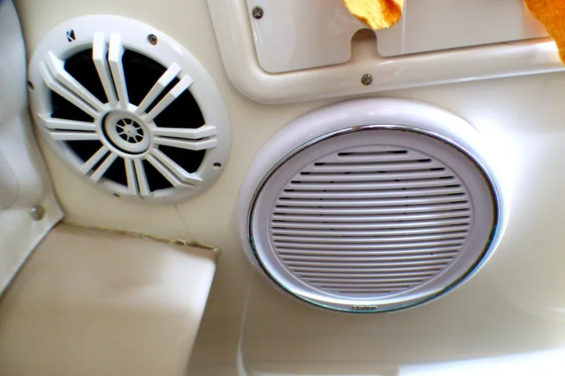 Slide: The Image of Speakers on a 2002 Sea Ray 340 Amberjack boat interior. - 23