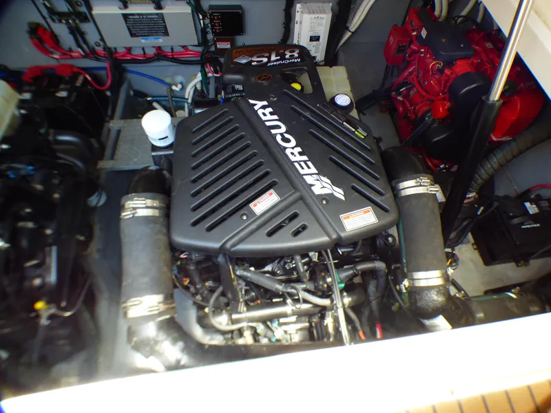 Slide: The Image of Engine room of a 2002 Sea Ray 340 Amberjack with Mercury engine. - 27