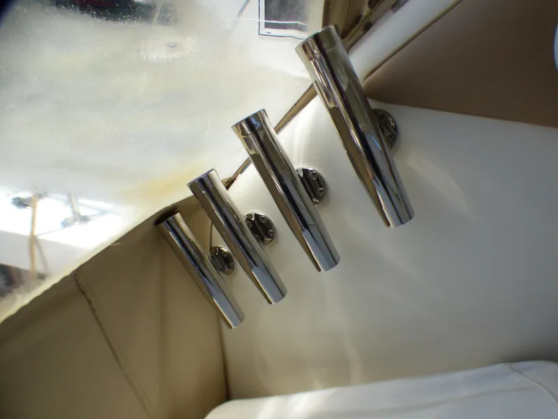Slide: The Image of Rod holders on a 2002 Sea Ray 340 Amberjack boat. - 37