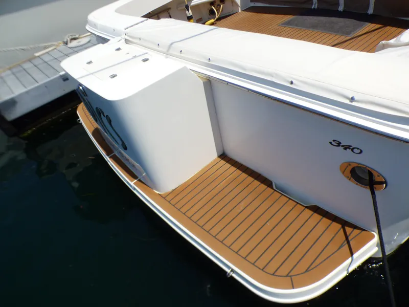 Slide: The Image of Rear view of 2002 Sea Ray 340 Amberjack with teak deck. - 6