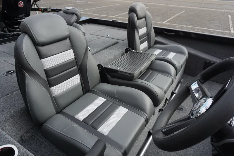 Slide: The Image of Interior of 2026 Ranger RT188P with gray leather seats. - 18