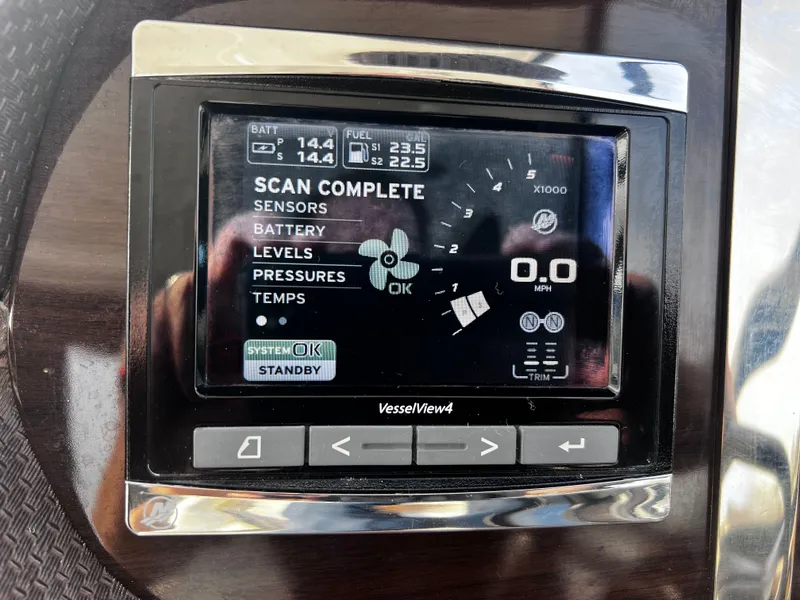 Slide: The Image of 2017 Chaparral 337 SSX boat display showing system status. - 19