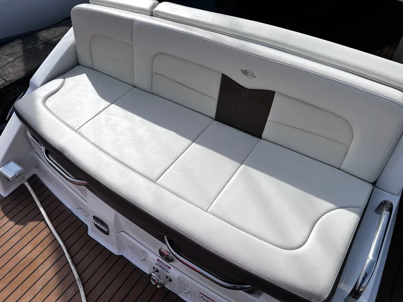 Slide: The Image of Rear seat of 2017 Chaparral 337 SSX boat, white leather. - 25