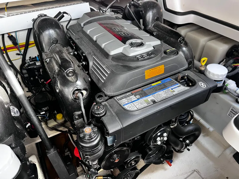 Slide: The Image of 2017 Chaparral 337 SSX engine compartment with MerCruiser engine. - 27