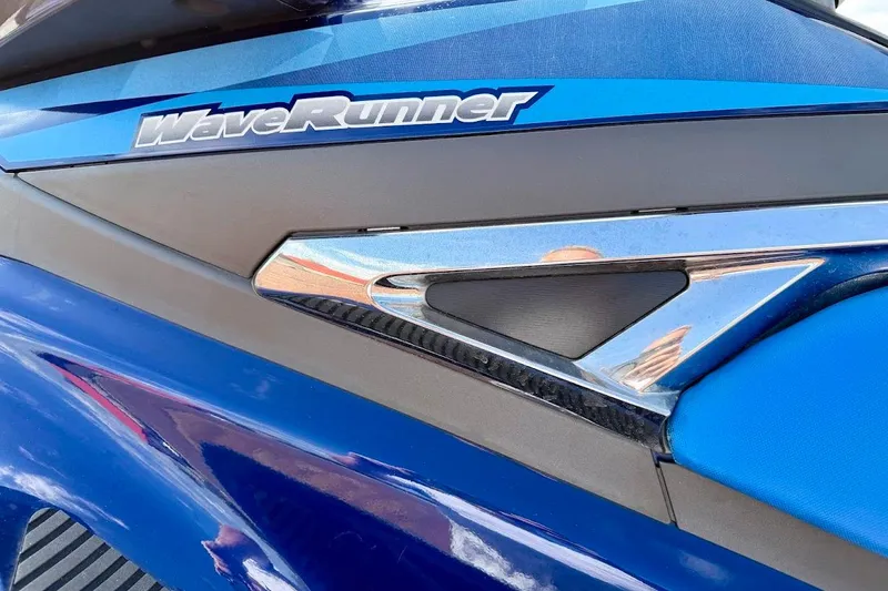 Slide: The Image of Close-up of 2015 Yamaha WaveRunner VX Cruiser, featuring sleek blue and silver design. - 18