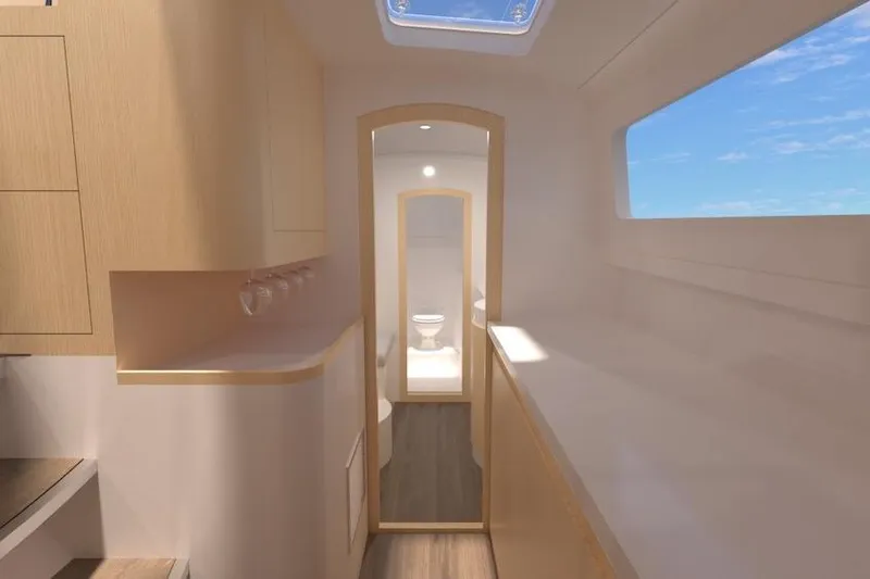 Slide: The Image of Interior of 2026 Seawind 1270 yacht, featuring modern design and natural lighting. - 25