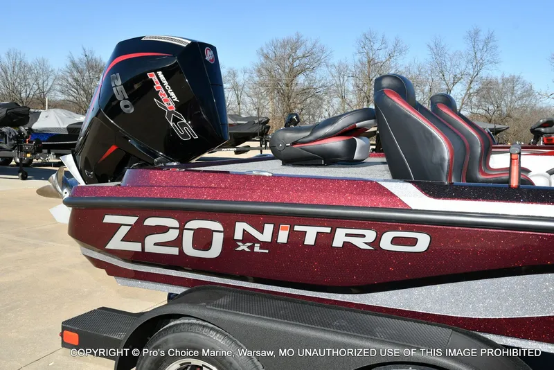 Slide: The Image of 2025 Nitro Z20 XL Pro boat with Mercury engine. - 2