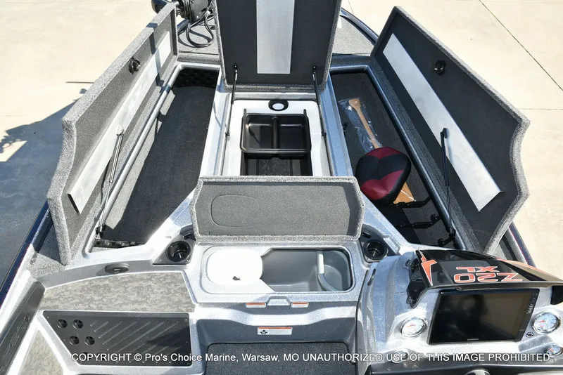 Slide: The Image of Interior view of 2025 Nitro Z20 XL Pro boat with storage compartments. - 8